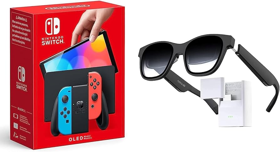Nintendo Switch OLED with Joy-Con - Neon Blue and Red + Xreal Air